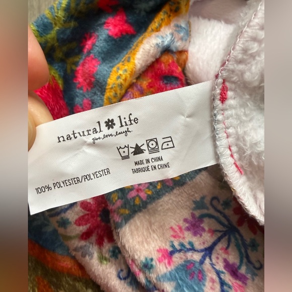 NWT Natural Life Fleece Onesie Pajamas Magenta Border Print XS - Picture 7 of 7